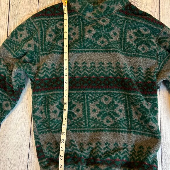 vintage Woolrich size S pattern fleece pullover mock Made in USA green gray - Picture 4 of 10